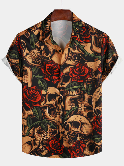 Arizona Cardinals Skull Flower Hawaiian Shirt - Growkoc